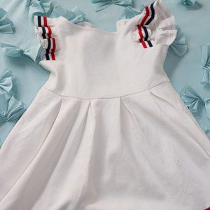 Janie and Jack - White dress with navy and red stripe 3t.